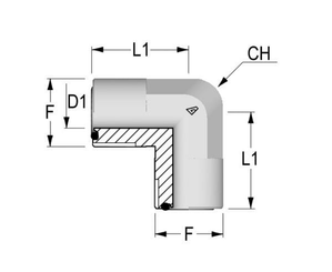Pièces agricoles - Hydraulique - Coude ORFS 1"7/16 x 1"7/16 M/M