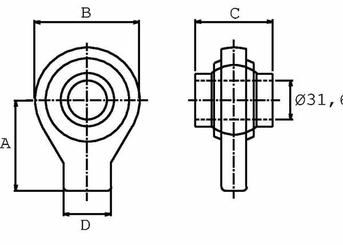 Pièces agricoles - Hydraulique - Fond de vérin G25.7 KR L=60 mm
