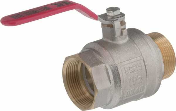 Pièces agricoles - Hydraulique - Vanne à bille BSP femelle/mâle 1 1/2" + poignée SS