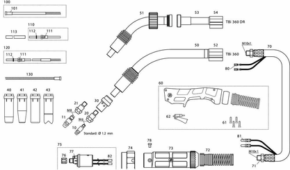 Pièces agricoles - Outils atelier - Col de cygne TBi 150, avec corps en laiton