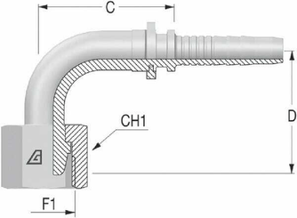 Pièces agricoles - Hydraulique - Raccord DN08-M18x150-12L 90°