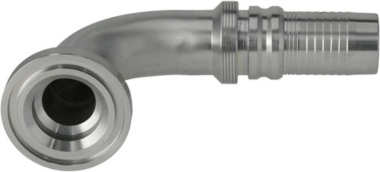 Pièces agricoles - Hydraulique - Raccord à sertir 4SH-DN32 avec flasque ø60,3 mm 90°