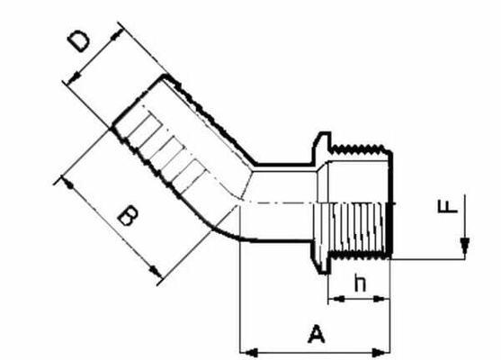 Pièces agricoles - Pièce Pulvérisateur - Coude 45°+embout 30mm+M 1 1/2"
