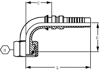 Pièces agricoles - Hydraulique - Raccord à sertir 4SH-DN32-30S-M42x2,0-90°