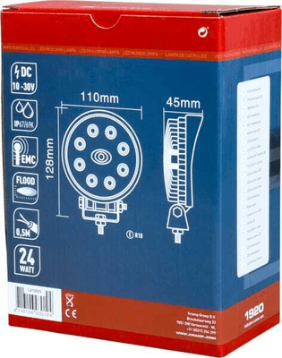 Pièces agricoles - Eclairage - Phare de travail LED rond 24W 1920lm, 10/30V, Ø 110mm, faisceau large 8 LED Kramp