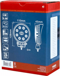 Pièces agricoles - Eclairage - Phare de travail LED rond 24W 1920lm, 10/30V, Ø 110mm, faisceau large 8 LED Kramp