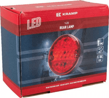Pièces agricoles - Eclairage - Feu multifonction arrière LED 12V rond câblé Ø 142mm, Kramp