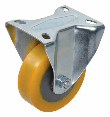 Pièces agricoles - Outils atelier - Roue fixe roulement polyurethane Ø100x30mm, Fixation de plaque: 85x100mm Load: 200kg, Ro-Carr