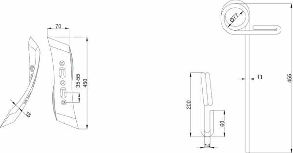 Pièces agricoles - Travail du sol - Dent d'étrille