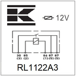 Pièces agricoles - Eclairage - Mini relais 12V, double contact à fermeture, 2x20A, avec support