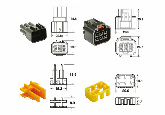 Pièces Quad & Motos - Outillage - Jeu de connectiques 6 voies Série 090 FRKW BIHR type origine - 5 jeux complets