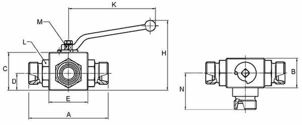 Pièces agricoles - Hydraulique - Vanne à bille sphérique à 3 voies 12L