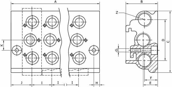 Pièces agricoles - Pièce pneumatique - Bloc de base 1/8" à 4 voies