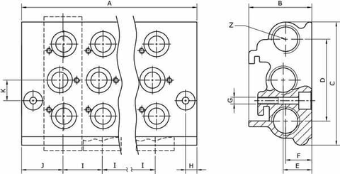Pièces agricoles - Pièce pneumatique - Bloc de base 1/8" à 4 voies