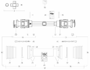 Pièces agricoles - Transmission - Arbre de transmission S8 L : 1010mm, Bondioli&Pavesi