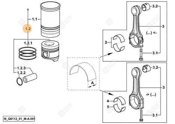 Pièces agricoles - Pieces moteur - PISTON COMPLET Deutz-Fahr origine