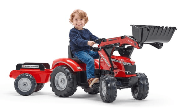 Loisirs - Jouets - Tractopelle Massey Ferguson avec remorque