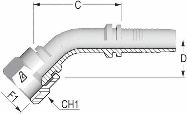 Pièces agricoles - Hydraulique - Raccord DN08-1/2 JIC 45°