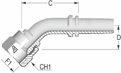 Pièces agricoles - Hydraulique - Raccord DN08-1/2 JIC 45°
