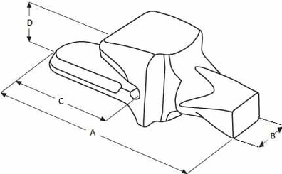 Pièces agricoles - TP pièce adaptable - Dent, type V