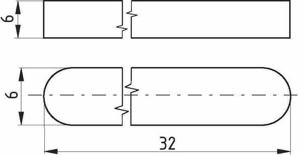 Pièces agricoles - Fasteners - Clavette parallèle à bouts arrondis 6 x 6 x 32