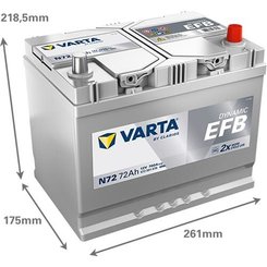 Pièces agricoles - Eclairage - Battery 12V 72Ah 760A N72 VARTA Dynamic EFB