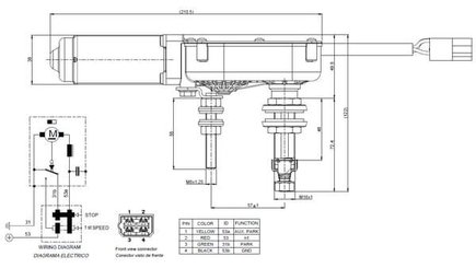 Pièces agricoles - Pièce divers - Moteur d'essuie-glace 12V arbre 90° L:72,4mm Ø10mm (type 316)