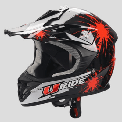 Equipement Quad & Motos - Accessoires Équipement Pilote - CASQUE ENFANT NOIR ET ROUGE - TACHES PEINTURE