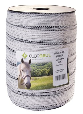 Pièces agricoles - Cloture,Jardin & Sylviculture - RUBAN EQUINOX 40.0 mm 200 M BLANC- 10 INOX 0.40