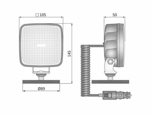 Pièces agricoles - Eclairage - Feu de travail LED avec interrupteur, R23, 22 W, 1600 lm, carré, 12-24 V, 105x105x50 mm, faisceau large, Wesem