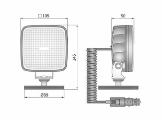 Pièces agricoles - Eclairage - Feu de travail LED avec interrupteur, R23, 22 W, 1600 lm, carré, 12-24 V, 105x105x50 mm, faisceau large, Wesem