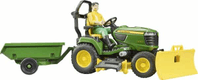 Tracteur John Deere avec remorque et jardinier