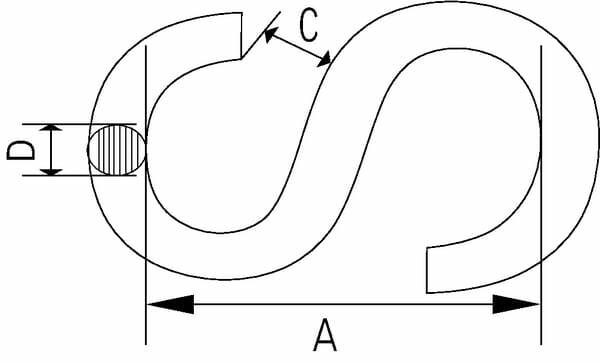 Pièces agricoles - Fasteners - Crochet en S no. 80 inoxydable