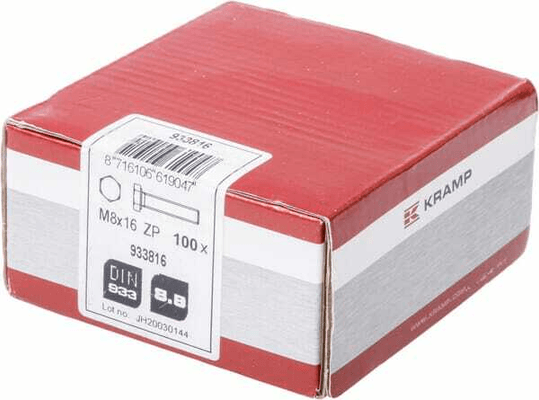 Pièces agricoles - Fasteners - Boulon hexagonal entièrement fileté M8x16 8.8 zing