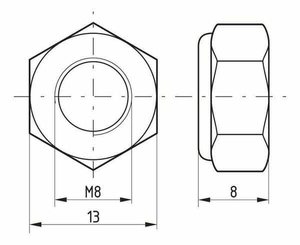 Pièces agricoles - Fasteners - Ecrou hexagonal autobloquant à bague nylon DIN985 M8x1.25 Kramp