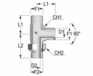 Pièces agricoles - Hydraulique - Racc. en T régl. male 3/8" BSP