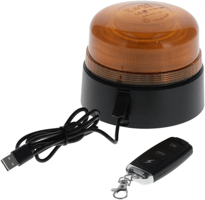 Pièces agricoles - Eclairage - Gyrophare LED, rechargeable, télécommandée, 19W, ambre, magnétique, Ø 114 x104mm