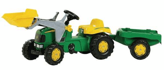Loisirs - Jouets - Tracteur à pédales avec chargeur frontal et remorque, John Deere, à partir de 2,5 ans, rollyKid de Rolly Toys