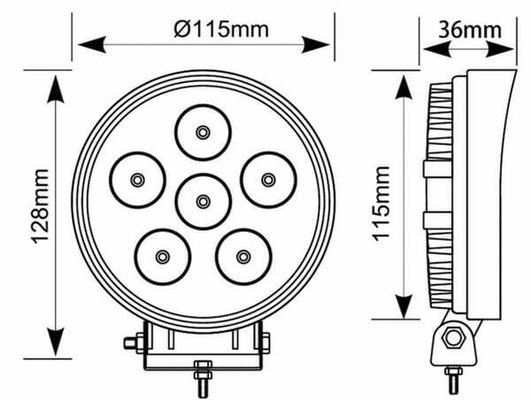 Pièces agricoles - Eclairage - Phare de travail LED rond 27W 1850lm 10/30V faisceau large 6 LED gopart