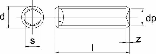 Pièces agricoles - Fasteners - Vis sans tête six pans creux bout cuvette M10x25 45H zinqu