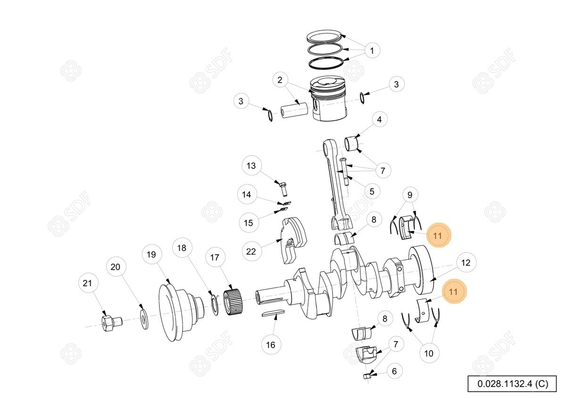 Pièces agricoles - Pieces moteur - demi-coussinet de palier STANDARD Deutz-Fahr origine