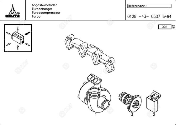 Pièces agricoles - Pieces moteur - TURBO COMPRESSEUR Deutz-Fahr origine