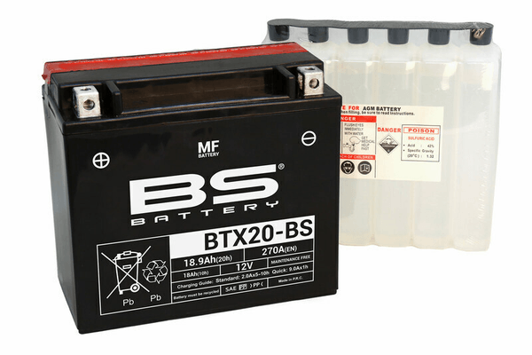 Pièces Quad & Motos - Electrique - Batterie BS BATTERY sans entretien avec pack acide - BTX20-BS