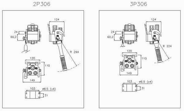 Pièces agricoles - Hydraulique - Raccord multiple DN10-2 x 3/8" BSPP 1 x bouchon de section mobile électrique