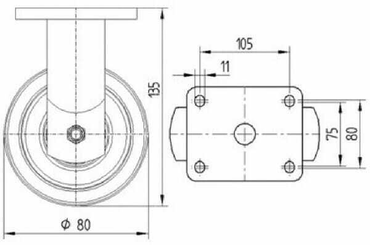 Pièces agricoles - Outils atelier - Roulette pivotante, chape et platine en acier mécano-soudé, zingué bleu