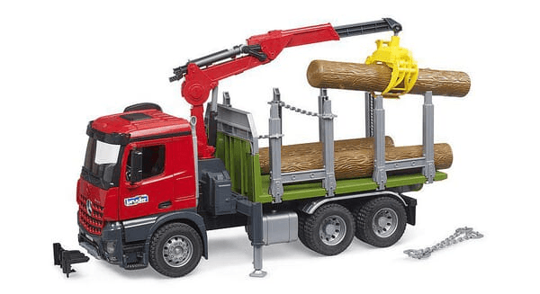 Loisirs - Jouets - Camion à bois MB Arocs avec grue de chargement, grappin, 3 coffres