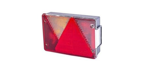 Pièces agricoles - Eclairage - Feu arrière gauche rectangulaire, feu antibrouillard, 12V, rouge/transparent, à visser, 200x136x56mm, baïonnette 5 broches, Mul