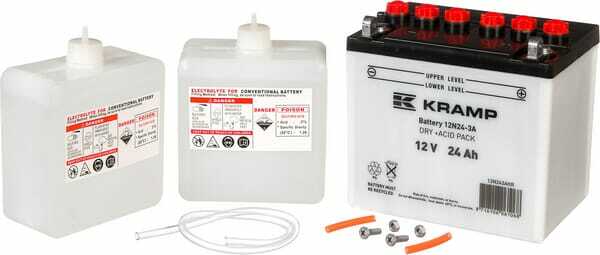 Pièces agricoles - Eclairage - Batterie 12V 24Ah 200A avec pack d'acide Kramp