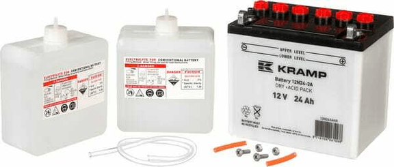 Pièces agricoles - Eclairage - Batterie 12V 24Ah 200A avec pack d'acide Kramp