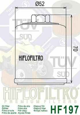 Pièces Quad & Motos - Moteur - Filtre à huile HIFLOFILTRO - HF197
